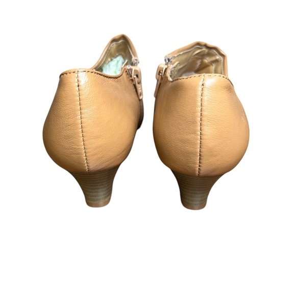 VTG 90s AJ Valenci Cuban Heels Booties Womens Sz 6 Zip-up Camel Tan Leather NEW - Picture 5 of 8